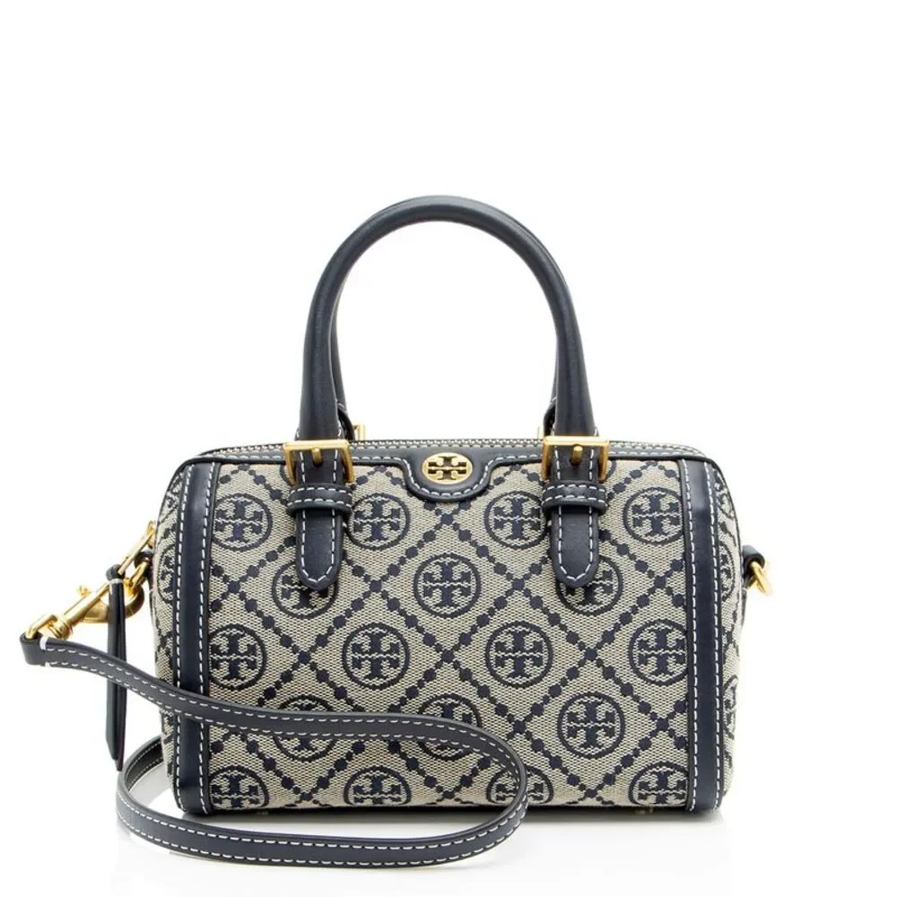 Tory Burch T Monogram Canvas Barrel Mini Satchel